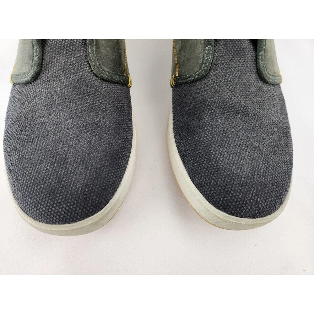 Ahnu North Beach Leather Canvas Slip-On Loafer Sneakers Gray Green COMFY Mens 11